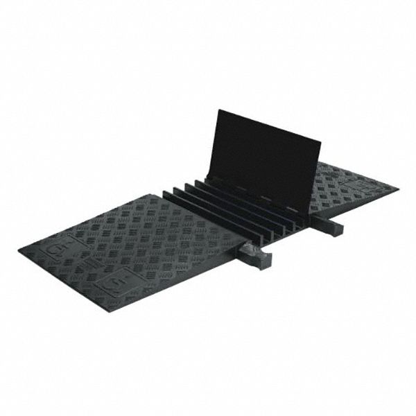 CABLE PROTECTOR, 5 CHANNELS, 1 13/40 IN MAX CABLE D, 50 IN W, 1⅞ IN H, 20 IN L, BLACK