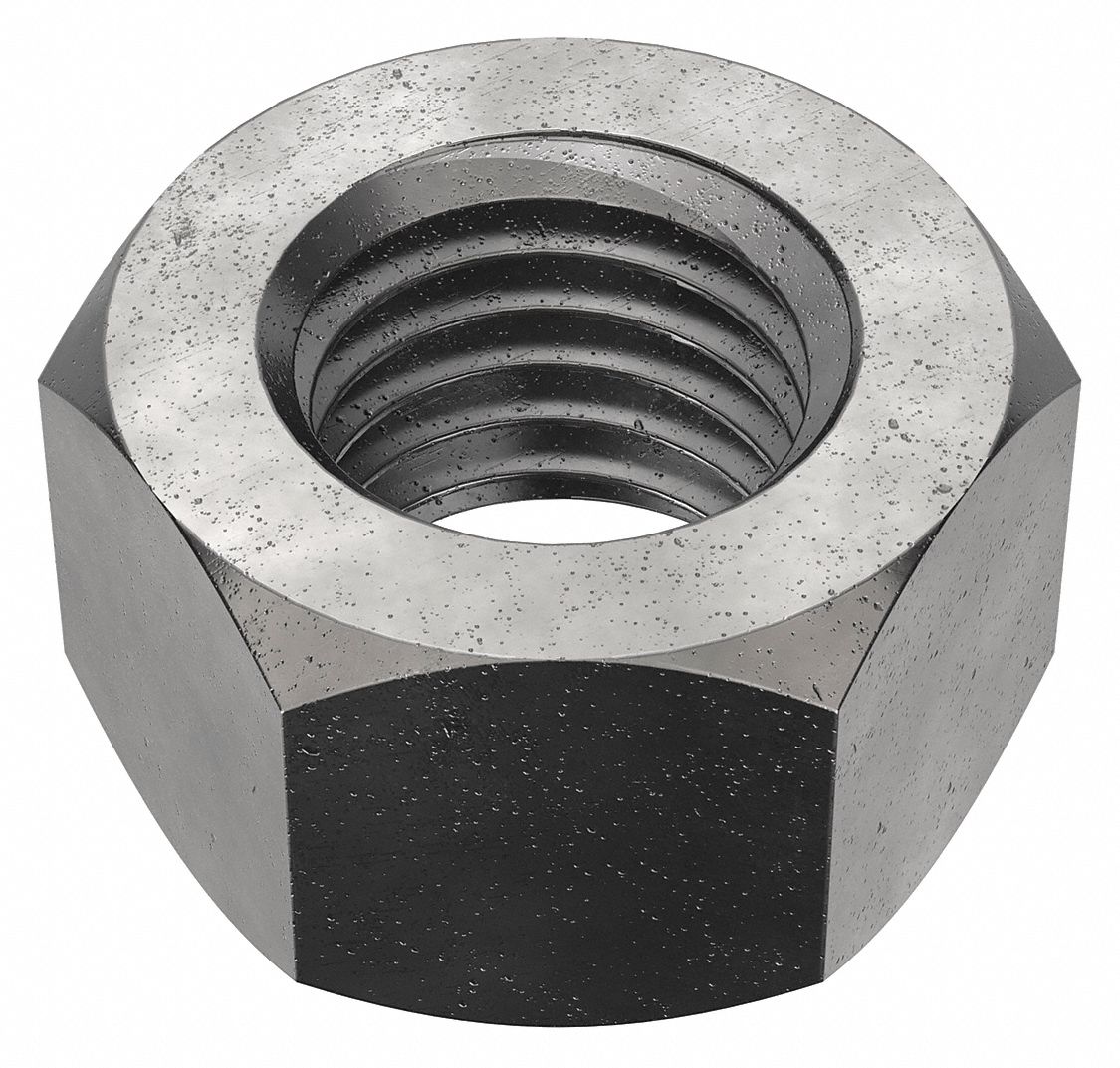 Hex Nut: Heavy Hex, 3/4"-10 Thread, 1 1/4 in Hex Wd, 47/64 in Hex Ht, Steel, Grade DH, Plain, 10 PK