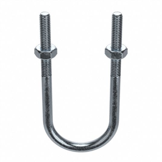 U-Bolt Clamp with Cushion: 3/4 Pipe, Steel, Electro-Galvanized Finish