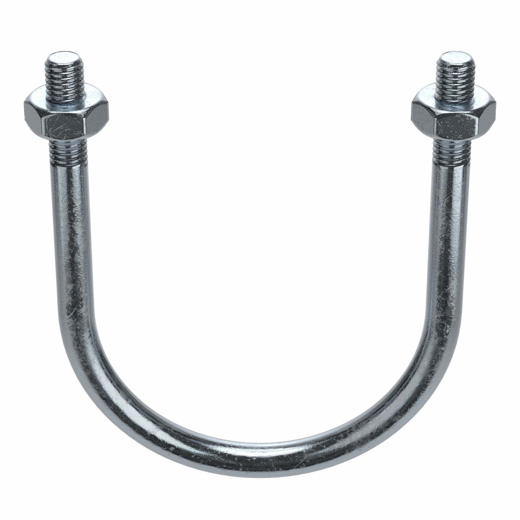 Standard U-Bolt: 1/2"-13 Thread Size, For Pipe Size 4 in, 6 in Inside Ht, Steel, Zinc-Plated