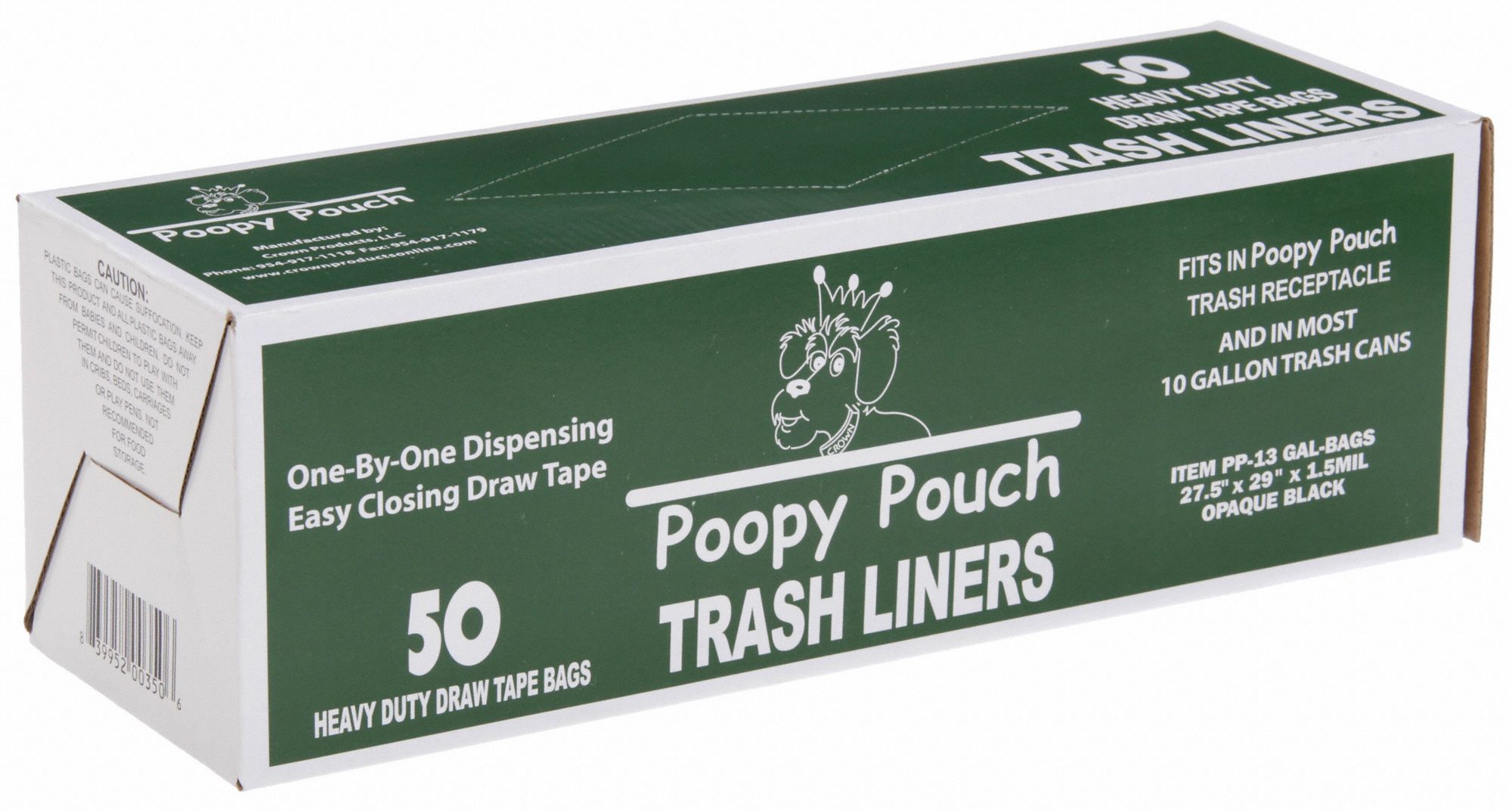POOPY POUCH Pet Waste Receptacle Bag, 13 gal, Width 27 1/2 in, Height