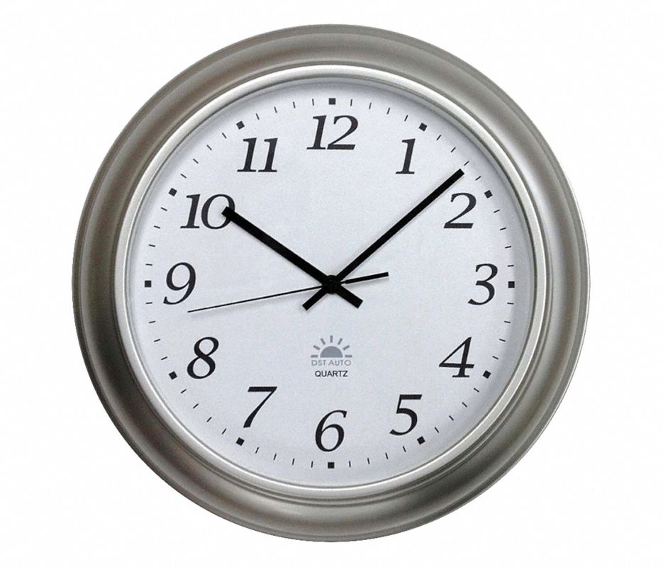 Quartz DST Clock,12 hr.,Quartz,Round