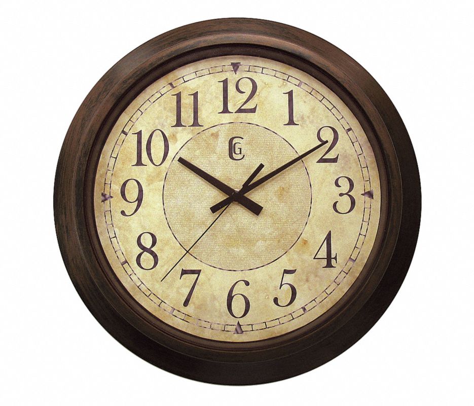 Analog Clock,14 In,Brown