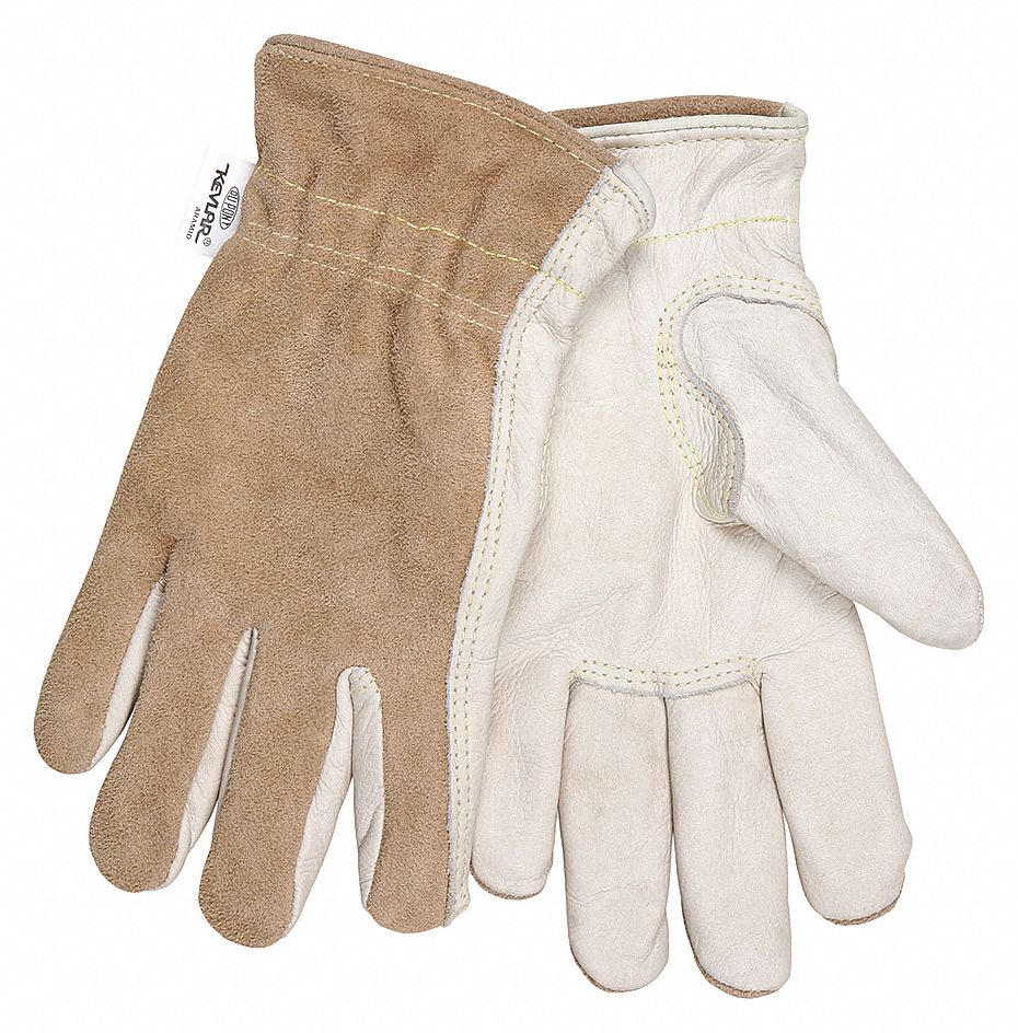 DRIVER GLOVES, CUT RESISTANT, SPLIT BACK, ANSI 6/3, TAN, COWHIDE, PAIR