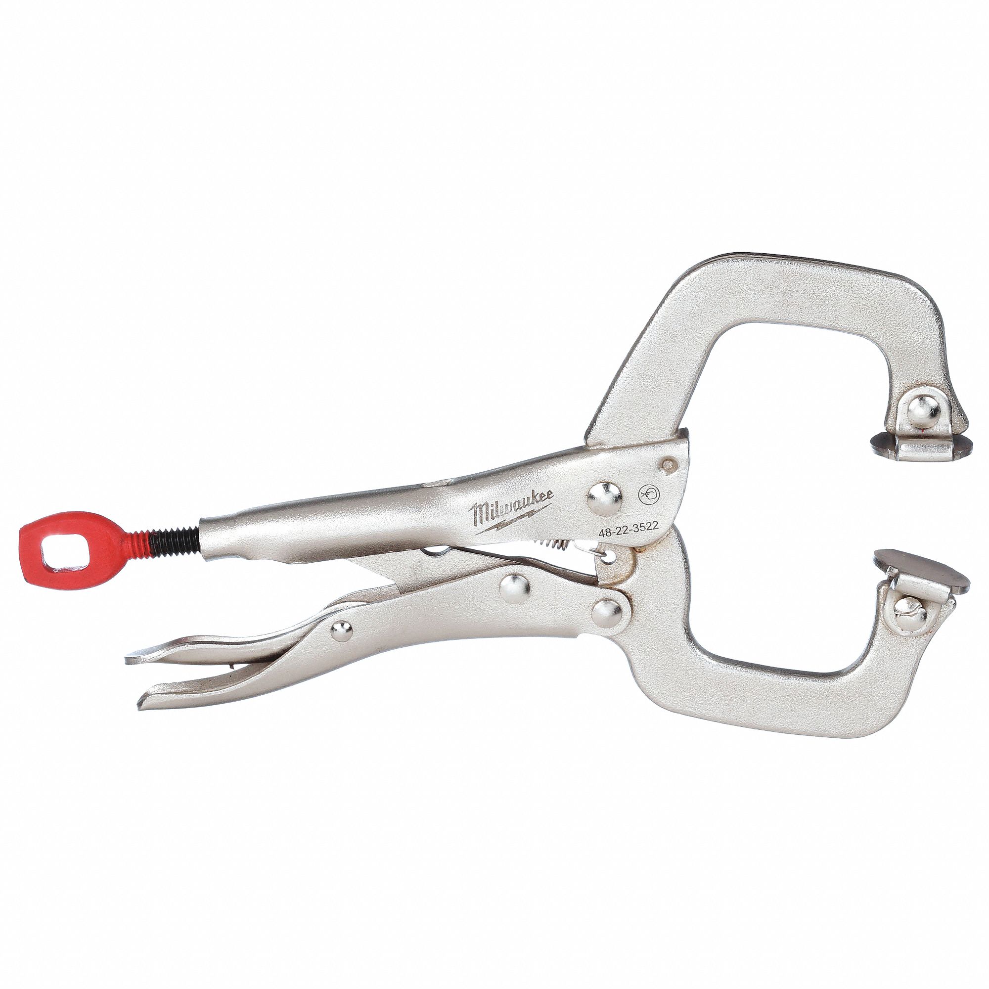 LOCKING C-CLAMP, SWIVEL, 2 1/4 IN MAX JAW OPENING, 2 1/4 IN THROAT D, ONE HANDED