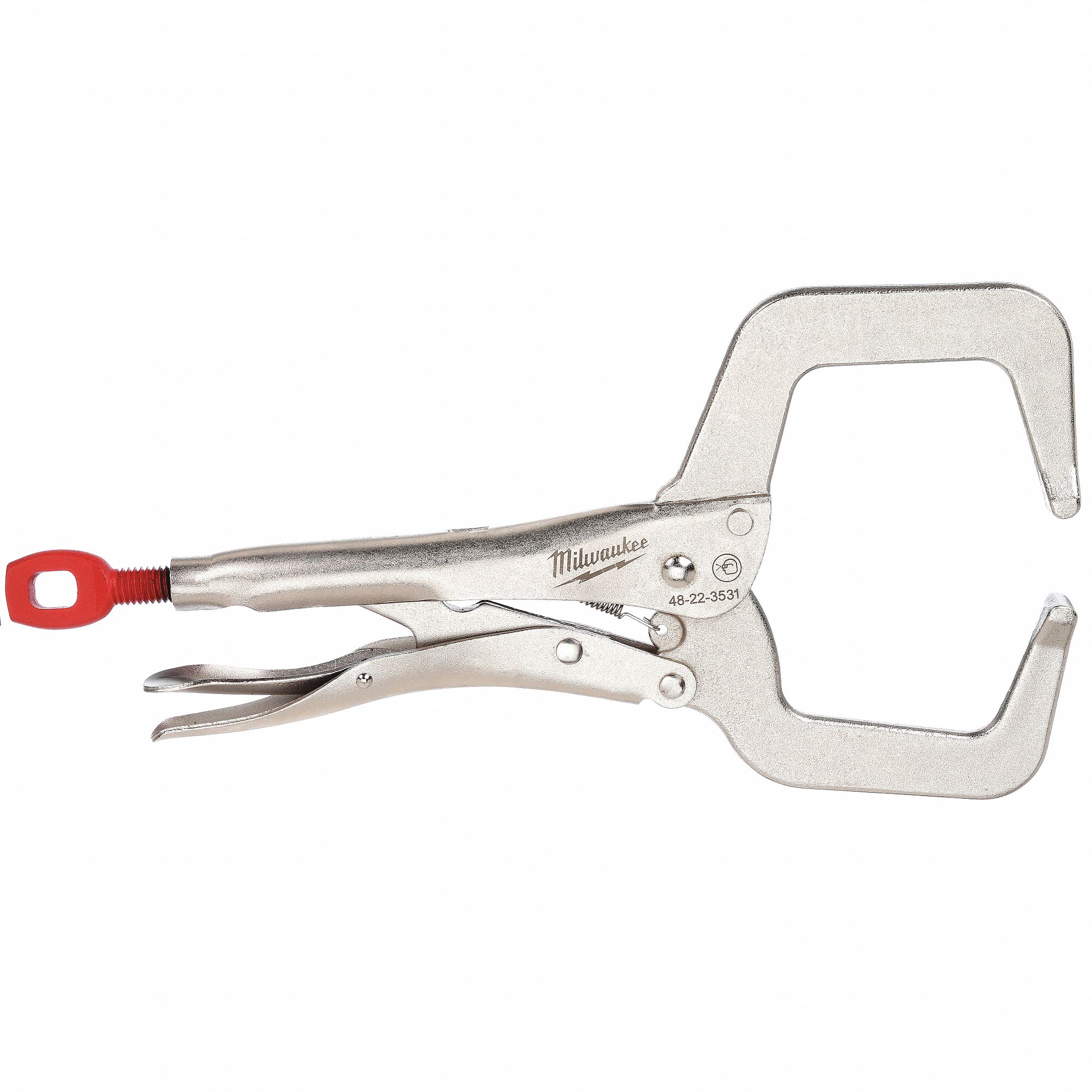 MILWAUKEE Locking C-Clamp: Fixed, 4 in Max Jaw Opening, 4 in Throat Dp, 11  in Overall Clamp Lg