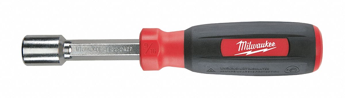Hollow Hex Shank Nut Driver: Straight, SAE, Without Magnetized Tip, Std, 9/16 in Tip Size