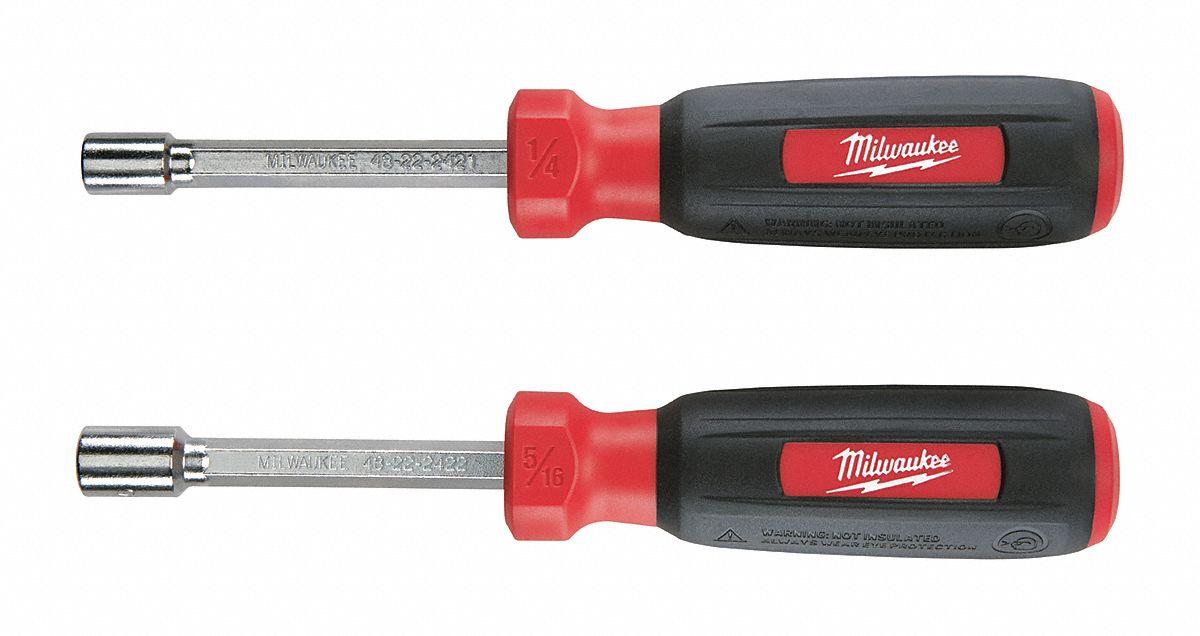 MILWAUKEE, SAE, 1/4 in/5/16in Tip Size, Hollow Shank Nut Driver Set