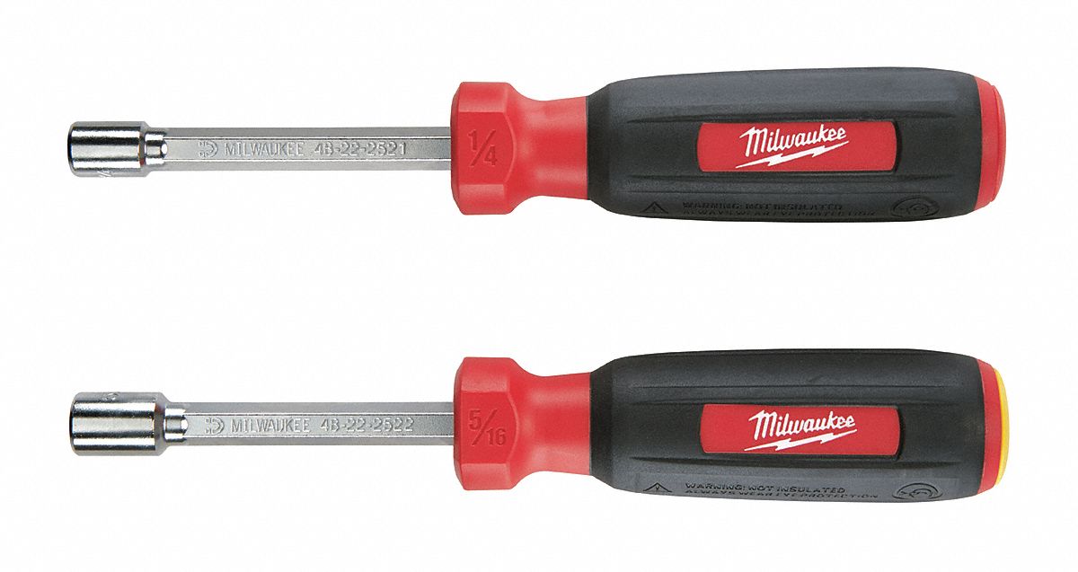 MILWAUKEE, SAE, 1/4 in/5/16in Tip Size, Hollow Shank Nut Driver Set