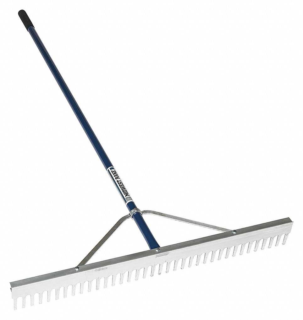 LANDSCAPING RAKE, STRAIGHT HANDLE, 48 TINES, 66 IN/4 IN, AL