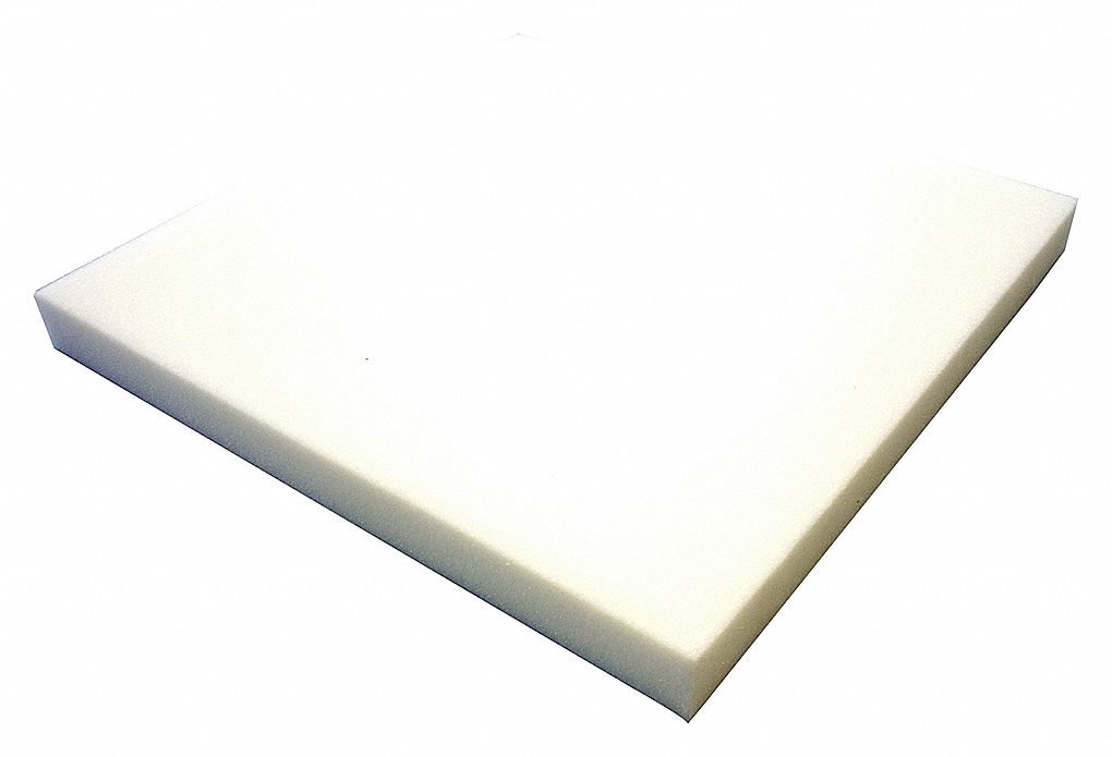 POLYURETHANE SHEET, STANDARD, 24 IN X 24 IN, 3 IN THICK, BEIGE, OPEN CELL, PLAIN, SOFT (5 TO 8 PSI)