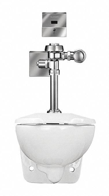 Flush Valve Toilet: Sensor, Wall, 1.28 gpf Gallons per Flush, ADA Compliant, Elongated Bowl