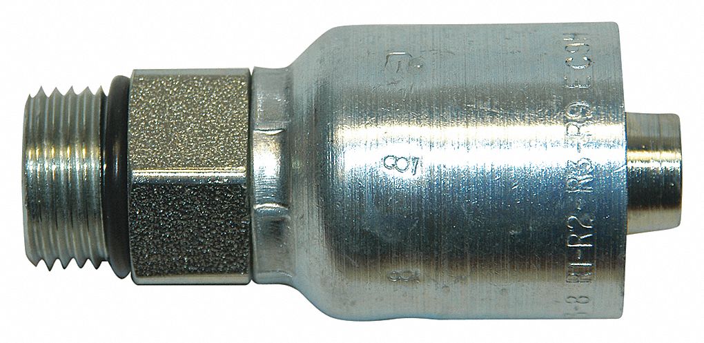 HYDRAULIC HOSE FITTING, BARBED, SERIES 77U, CRIMPED, RIGID, MALE, 1/2 IN DIA, STEEL