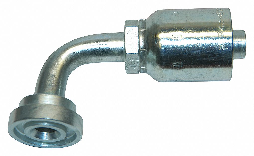 HYDRAULIC HOSE FITTING, BARBED, SER 77U, CRIMPED, 90 °  ELBOW, CATERPILLAR, 1 1/2 X 1 1/2 IN, ST