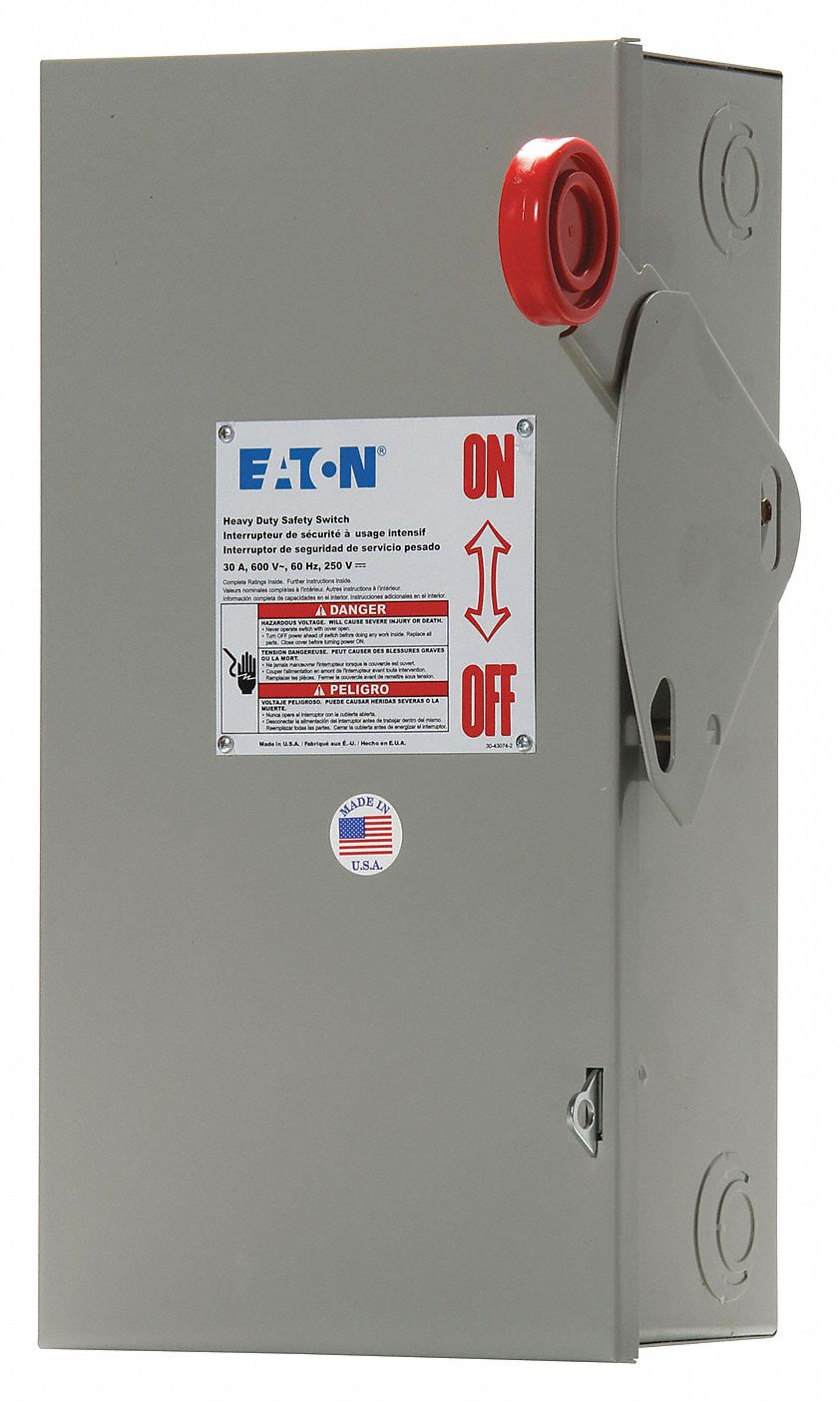 EATON Safety Switch, Nonfusible, Heavy, 600V AC/250V DC Voltage, 3 Phase, 15 hp 480V AC HP