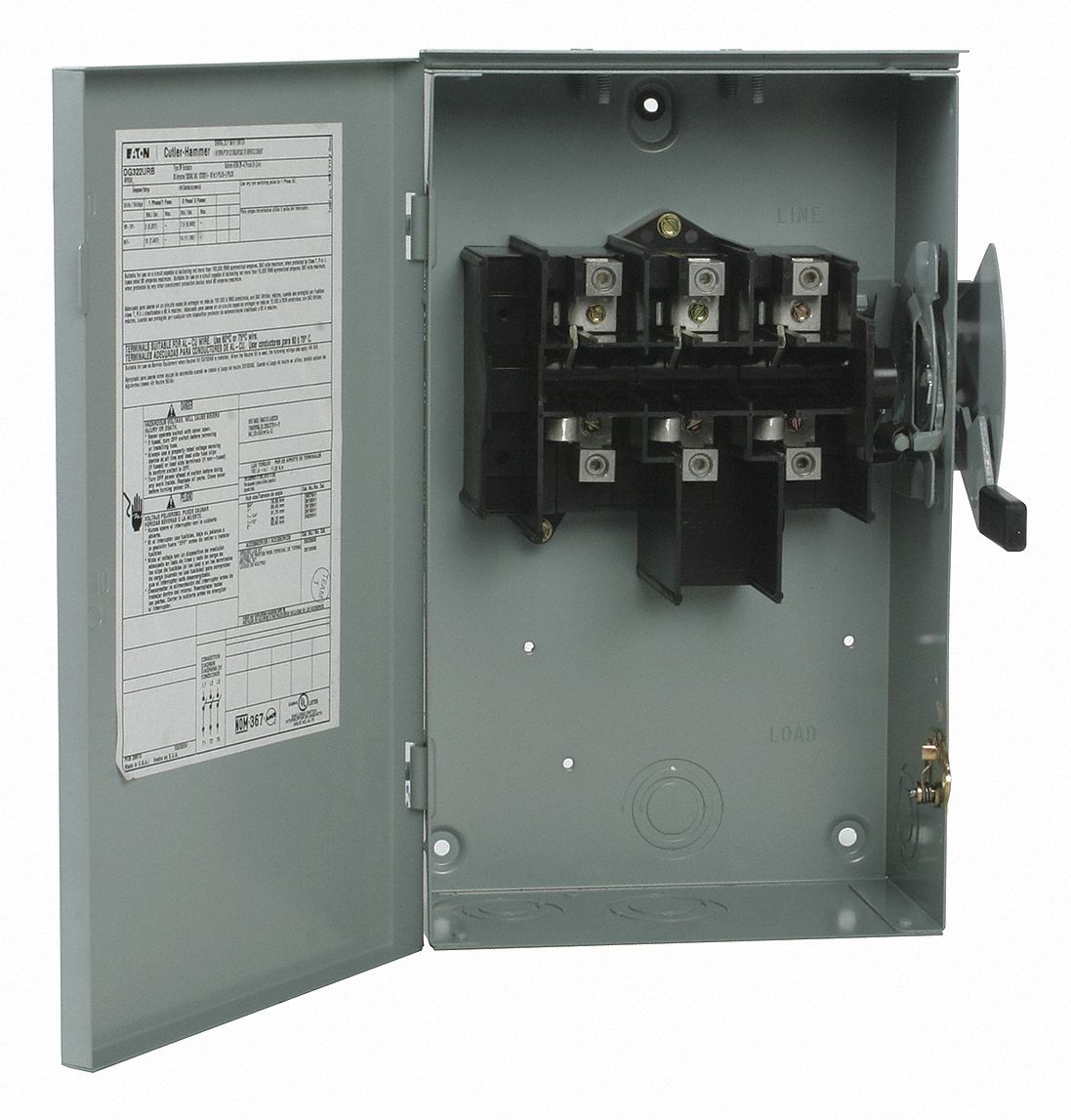 Safety Switch: Non-Fusible, 60 A, Three Phase, 240V AC, Galvanized Steel, Indoor