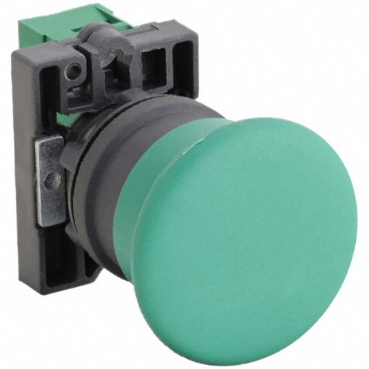 DAYTON Non-Illuminated Push Button: 22 mm Size, Momentary Push, Green, 1NO,  1/12/13/2/3/4/4x