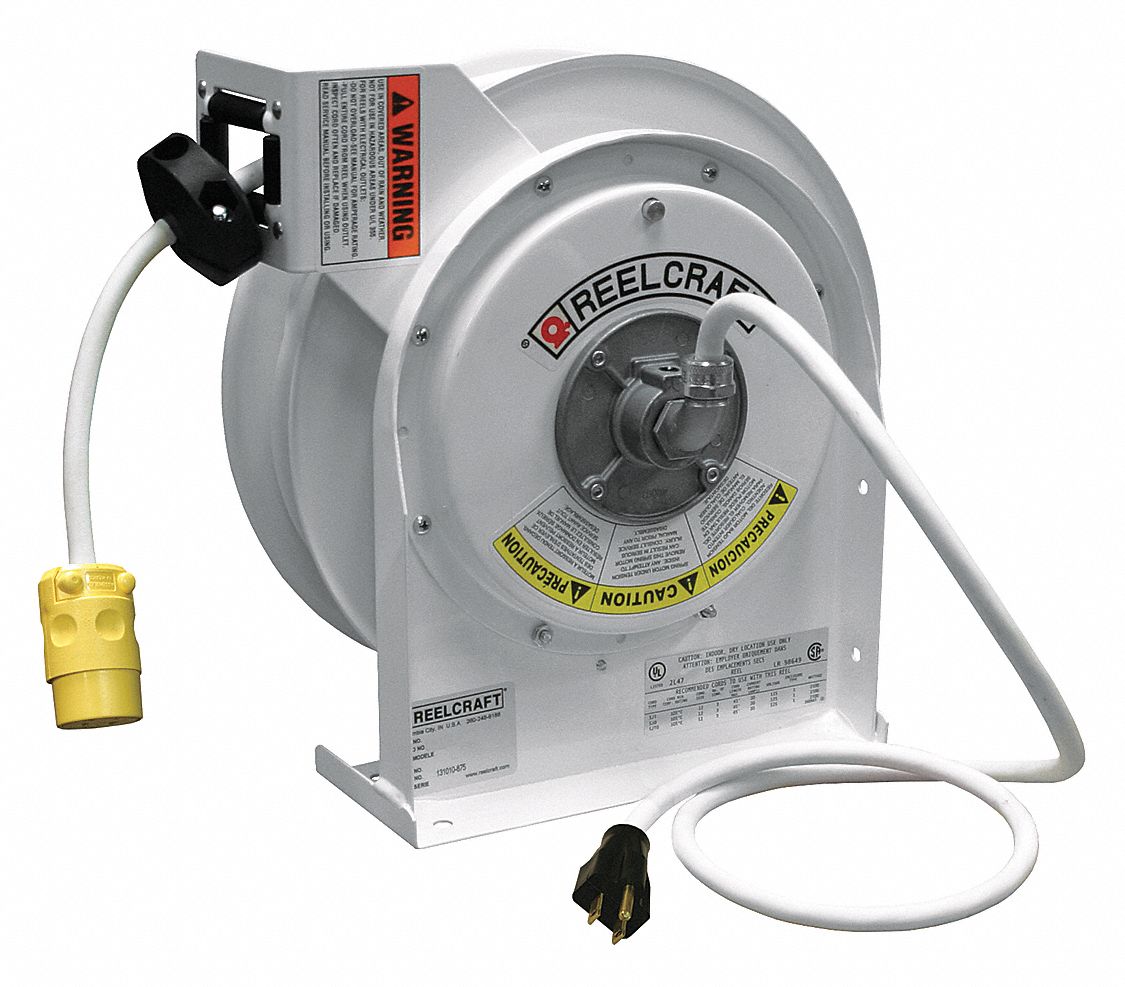 REELCRAFT Extension Cord Reel, Spring Retraction, 120V AC, Single