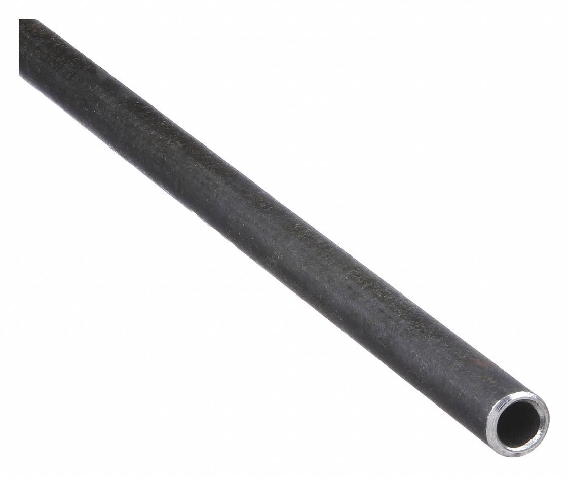 Nipple: Black Anodized Steel, 1/2 in Nominal Pipe Size, 12 in Lg, Unthreaded, Schedule 80, Male Male