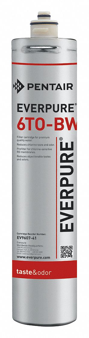 Water Filter Cartridge: 1.5 gpm, 24, 000 gal, 17 in Overall Ht, 3 1/4 in Overall Dia