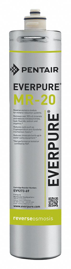 Water Filter Cartridge: 21 gpd, 14 1/2 in Overall Ht, 3 1/4 in Overall Dia