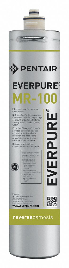 Water Filter Cartridge: 100 gpd, 17 in Overall Ht, 3 1/4 in Overall Dia