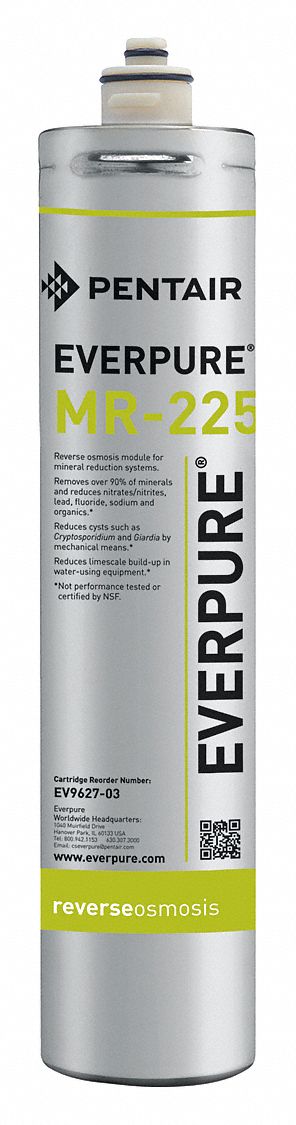 Water Filter Cartridge: 225 gpd, 17 in Overall Ht, 3 1/4 in Overall Dia