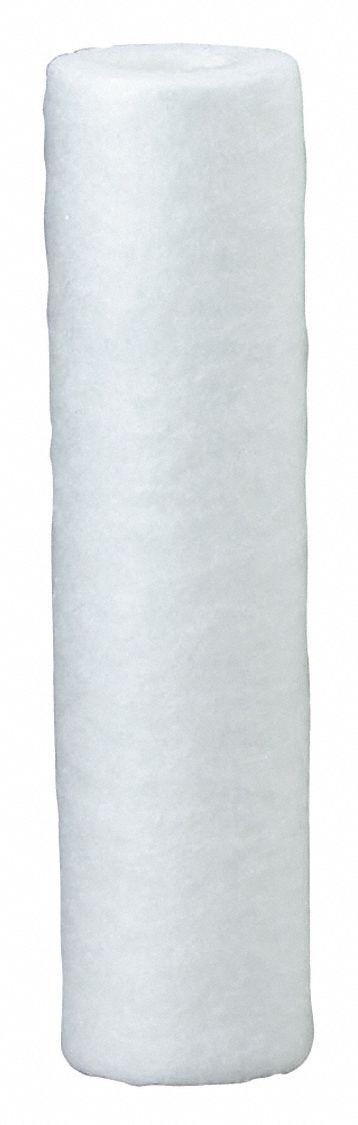 Water Filter Cartridge: 5 micron, 5 gpm, 15, 000 gal, 9 7/8 in Overall Ht, Solid