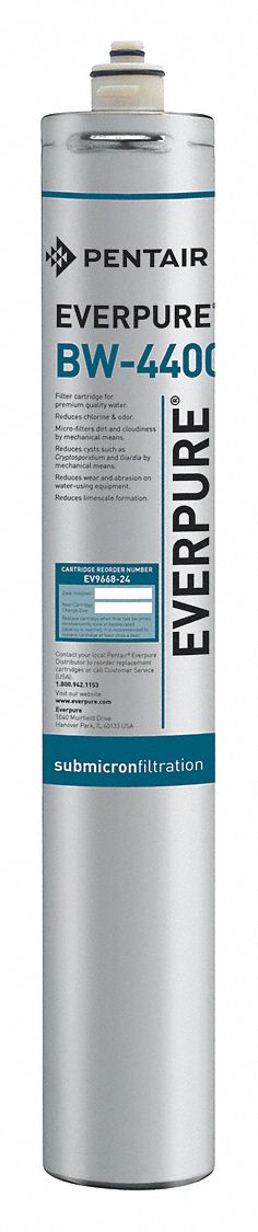 Water Filter Cartridge: 0.5 micron, 1 gpm, 12, 000 gal, 25 in Overall Ht
