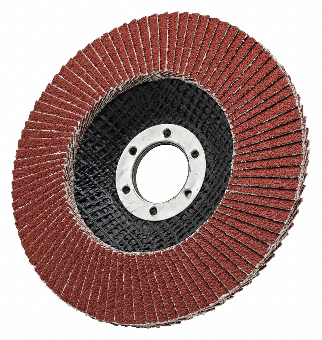 Flap Disc: Type 27, 4-1/2" x 5/8"-11, Ceramic, 60 Grit, Fiberglass Bk, High Density