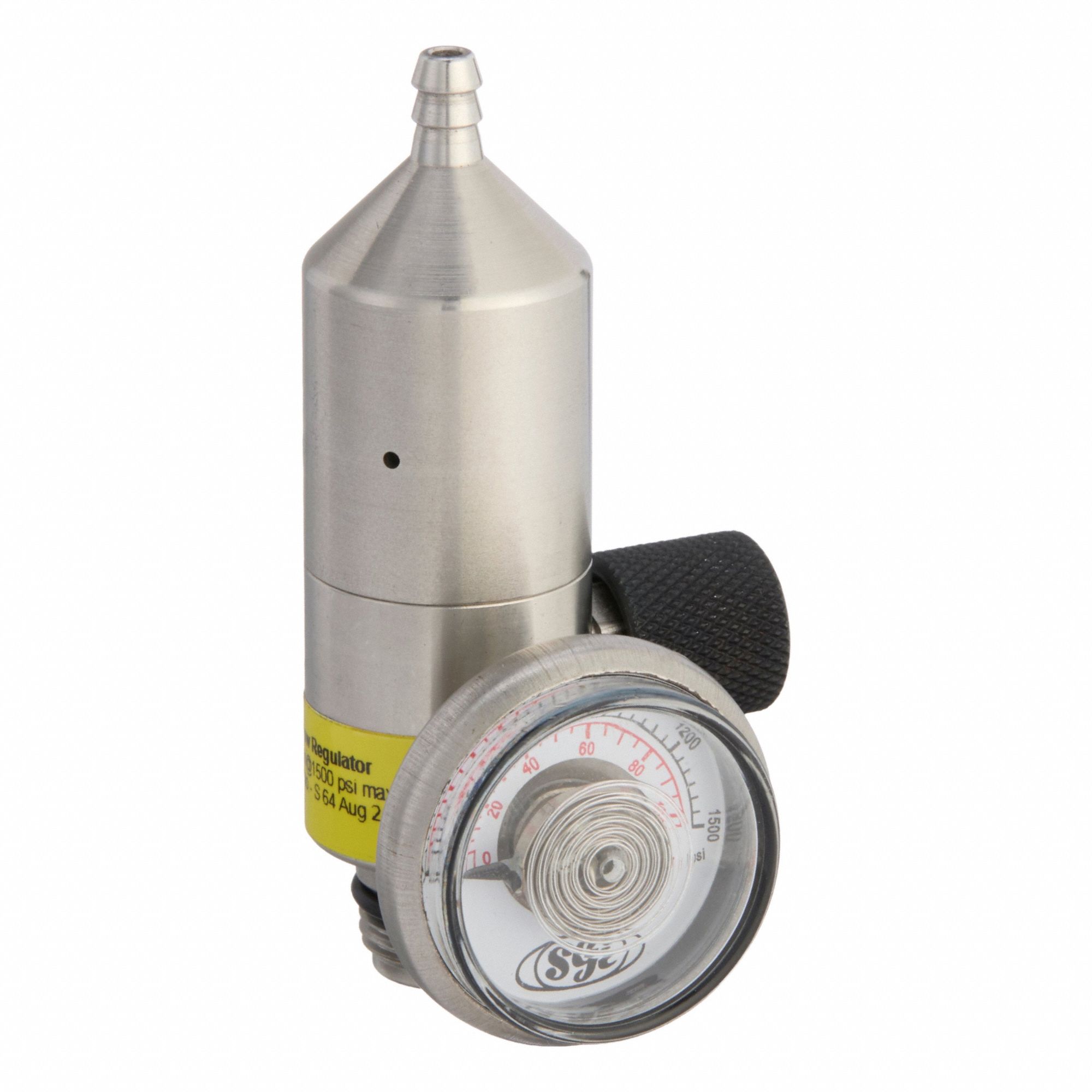 Gas Cylinder Regulator: Gas Regulator, Stainless Steel, 1 lpm Max Flow Rate, Gas Regulator