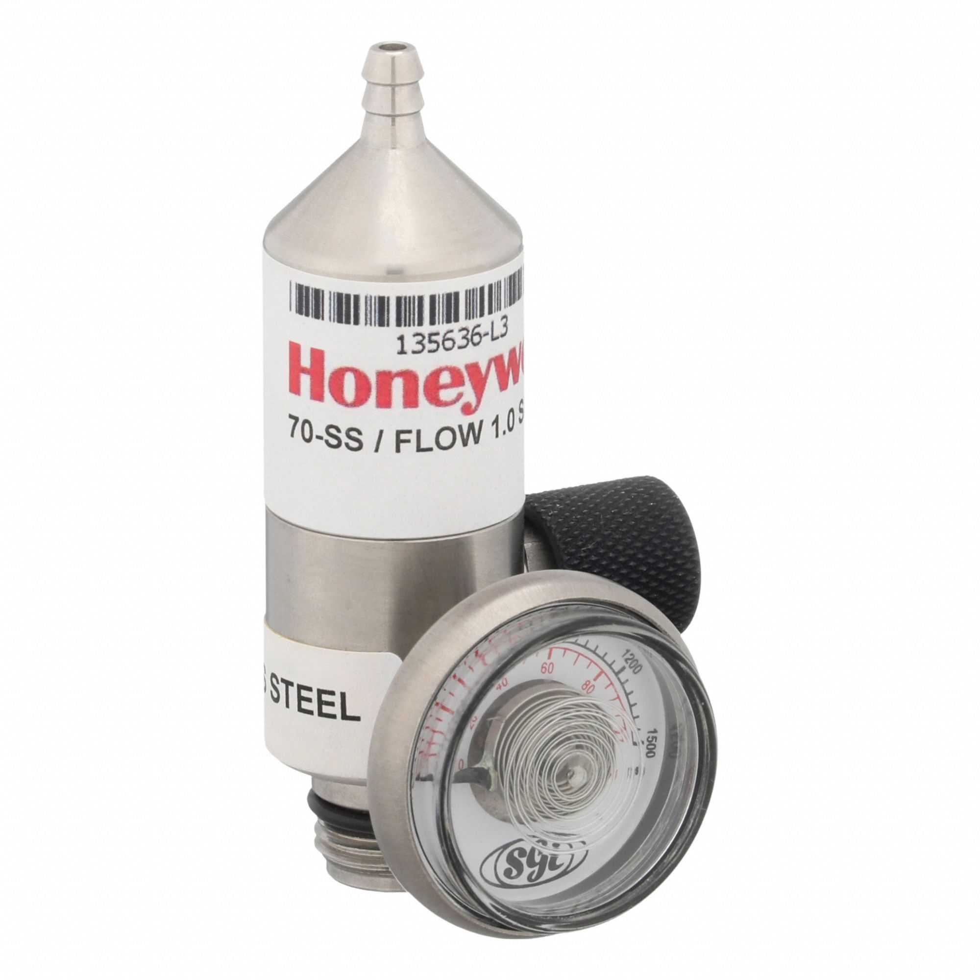 Gas Cylinder Regulator: Gas Regulator, Stainless Steel, 1 lpm Max Flow Rate, Gas Regulator
