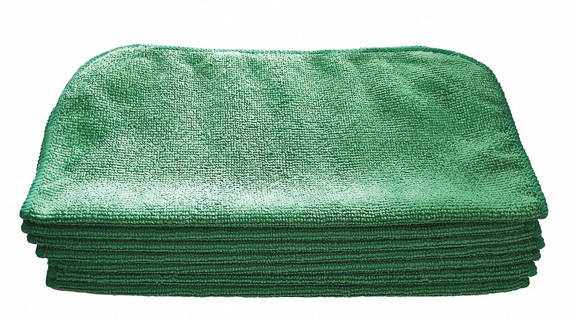 Microfiber Cloth,12" x 12",Green,PK12