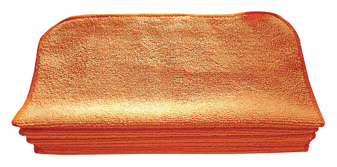 Microfiber Cloth,12" x 12",Orange,PK12