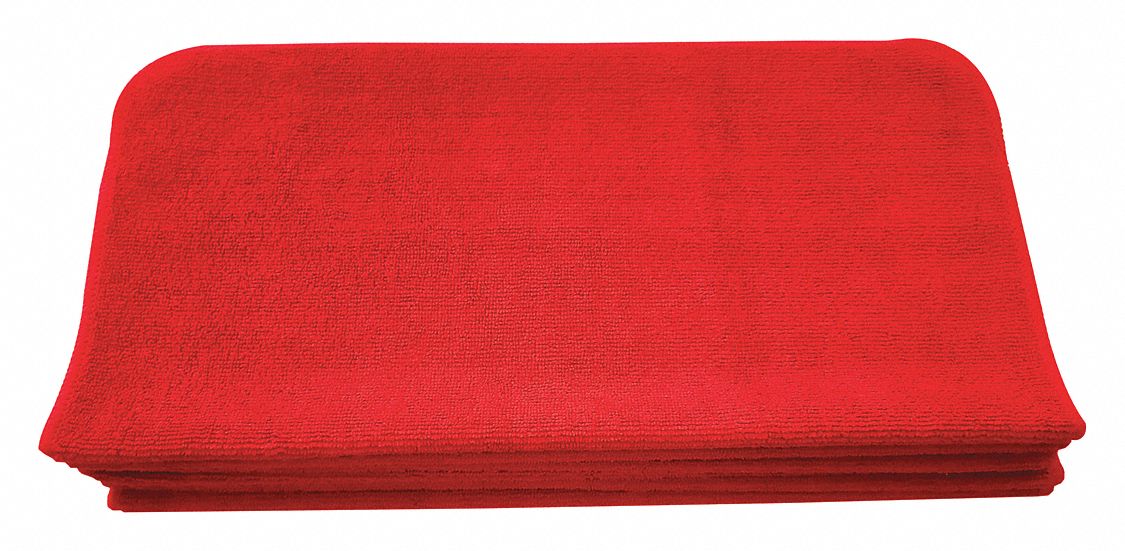 Microfiber Cloth,16" x 16",Red,PK12