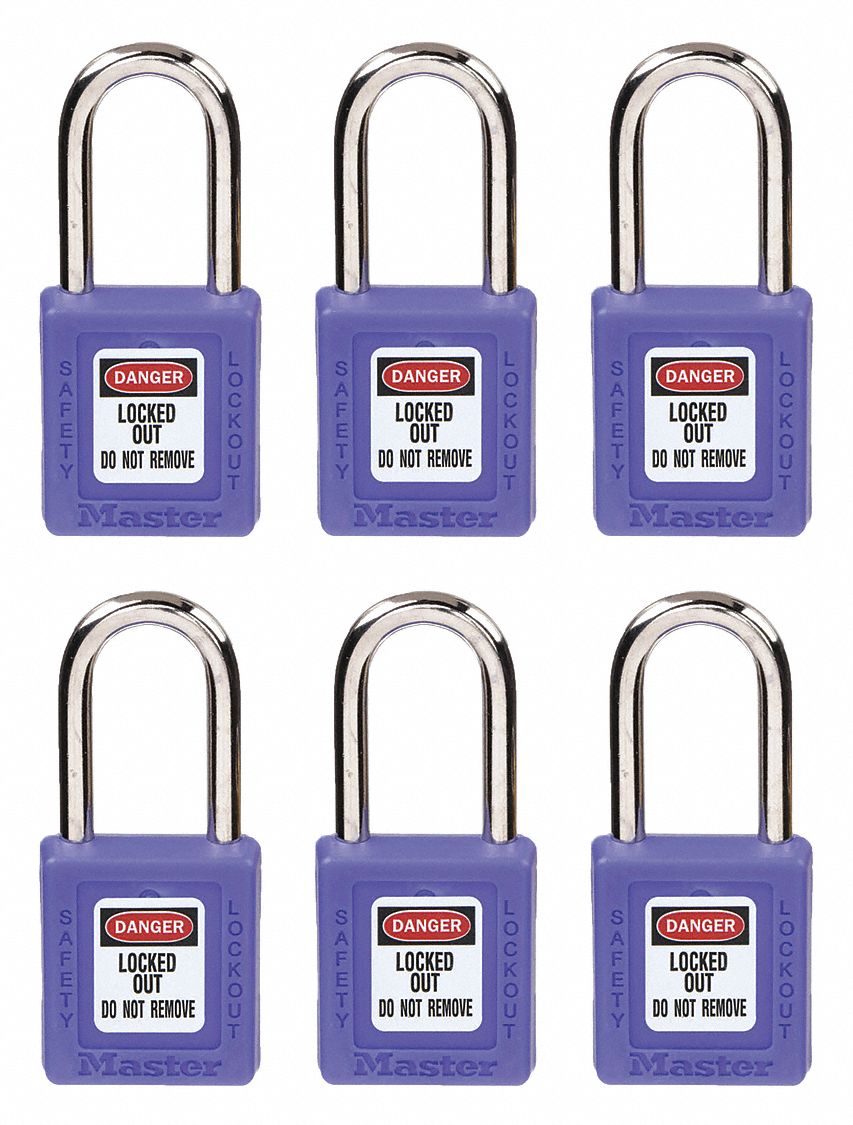 MASTER LOCK, Keyed Alike, Thermoplastic, Lockout Padlock 32V001410KAS6BLU Grainger