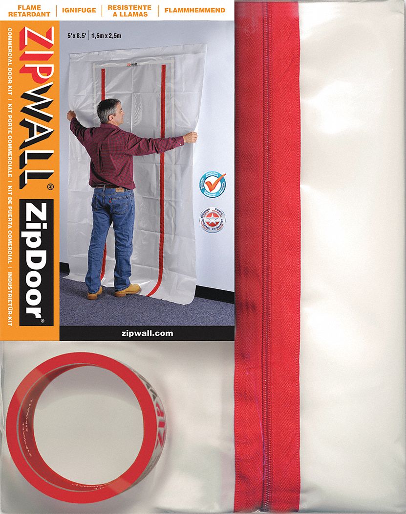 door commercial barrier dust grainger close zipwall