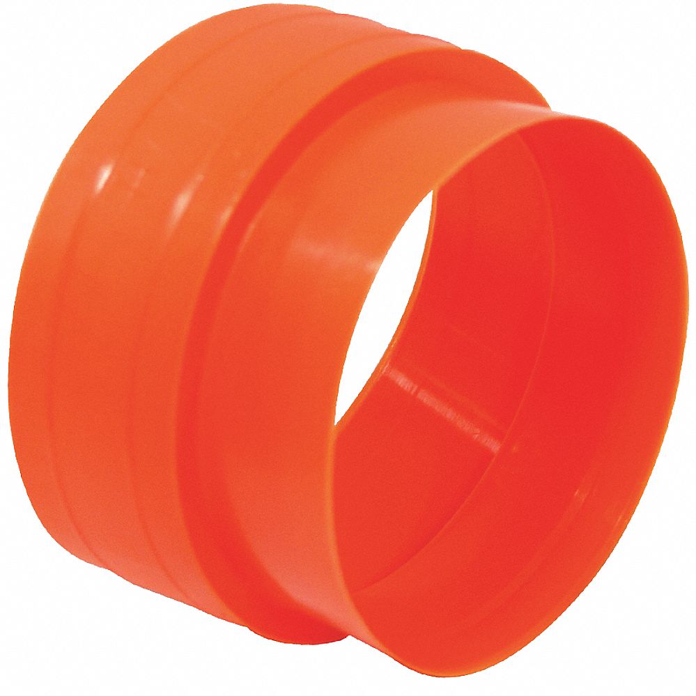 Corrugated Pipe Connector: 3 in Overall Wd, Plastic, Orange, Push-In