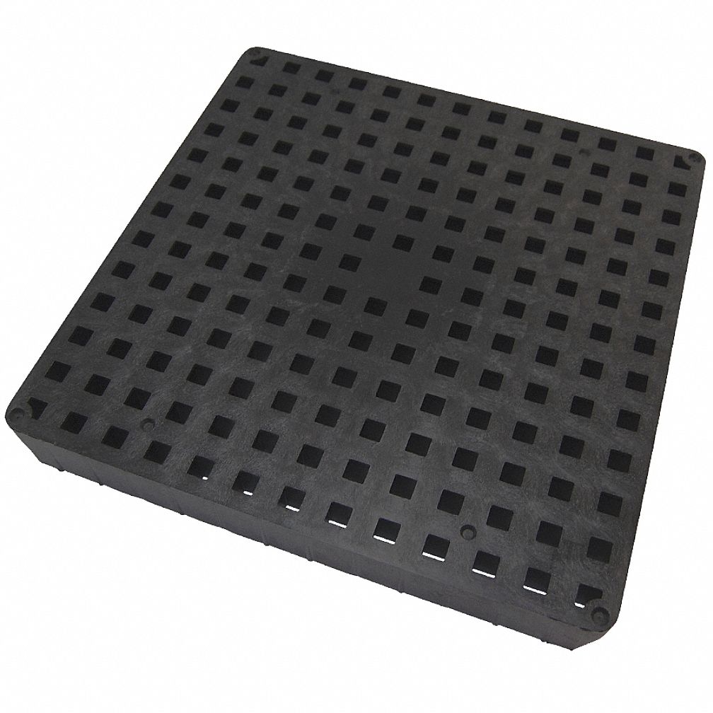 Grate: 16 in Overall Lg, 16 in Overall Wd, Plastic, Black, Square, Drop-In, Square Holes