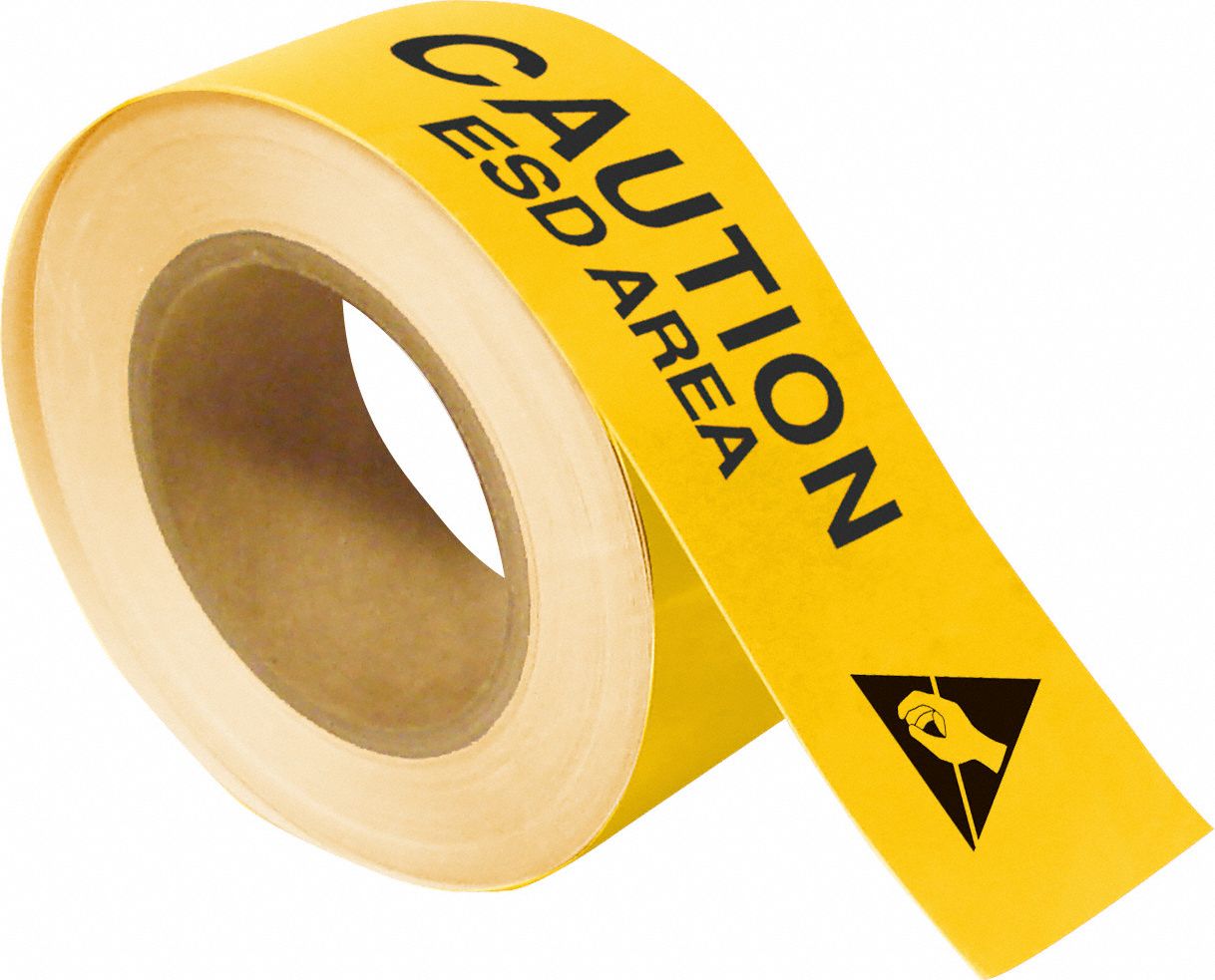 BRADY Floor Marking Tape Message, Message, Black/Yellow, Hazard