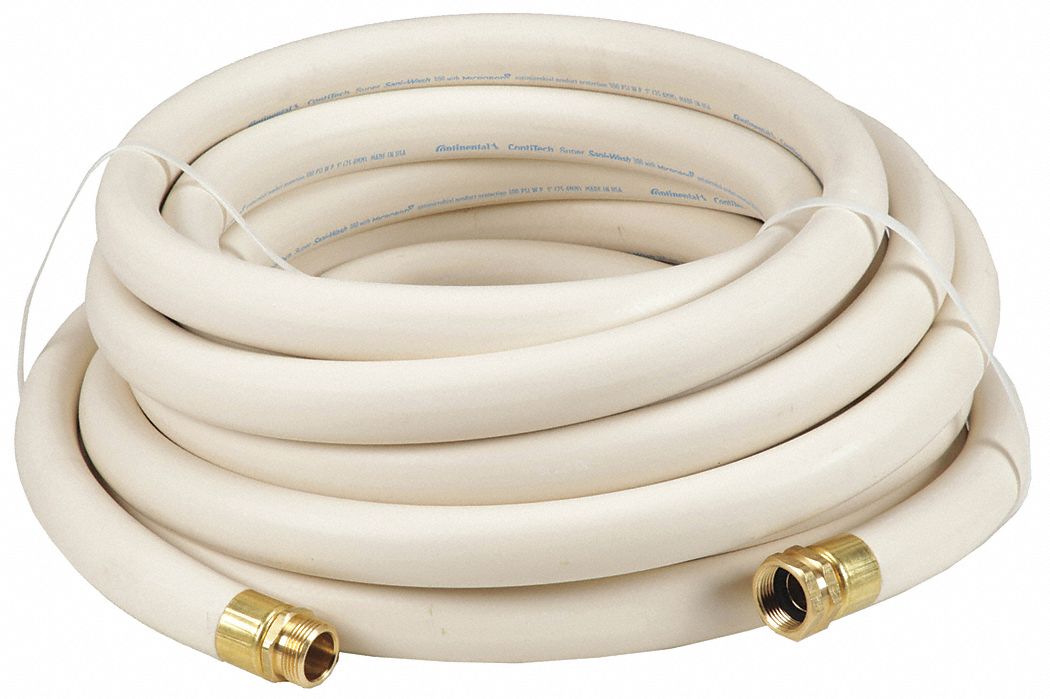 WASHDOWN HOSE: 1 IN HOSE ID, 300 PSI, -40 °  TO 200 ° F, WHITE, 50 FT HOSE LG, FNPSH X MNPSH