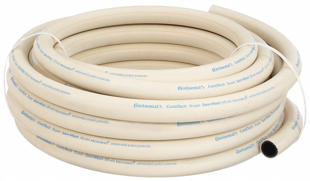 WASHDOWN HOSE: 1 IN HOSE INSIDE DIA., 300 PSI, -40 °  TO 200 ° F, WHITE, 50 FT HOSE LG