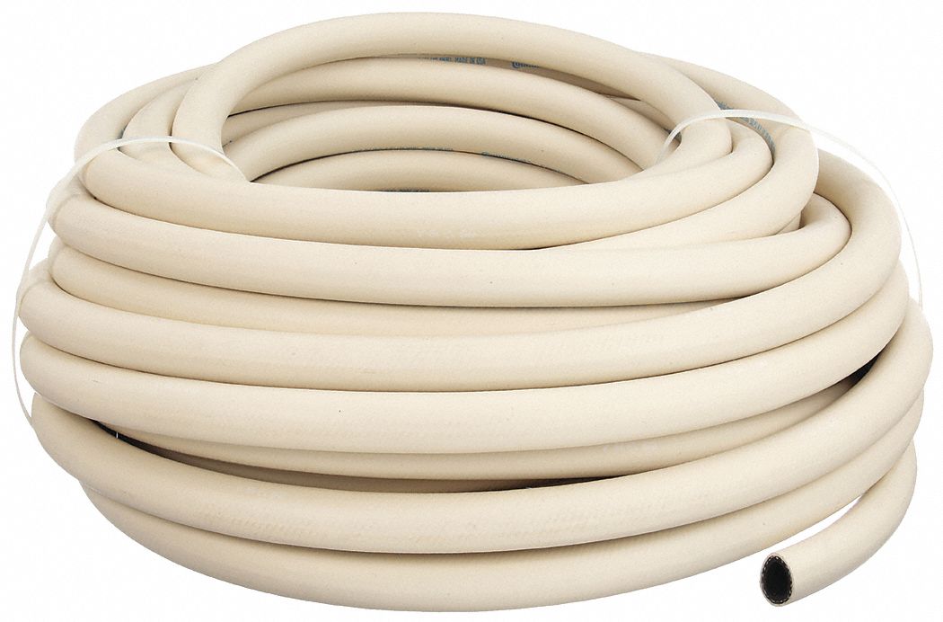 WASHDOWN HOSE: ½ IN HOSE INSIDE DIA., 300 PSI, -40 °  TO 200 ° F, WHITE, 100 FT HOSE LG