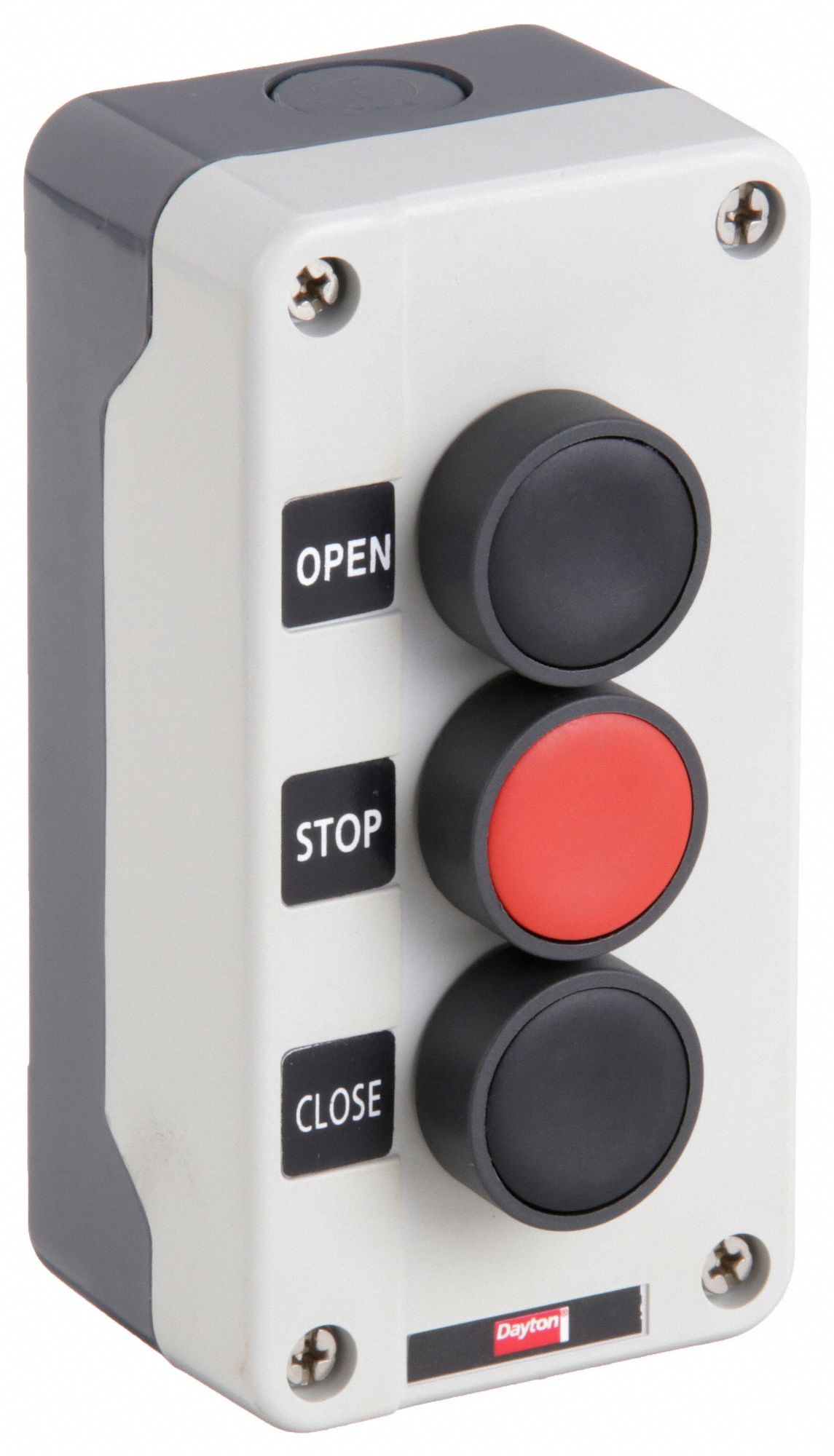 CONTROL STATION, 3 PUSH BUTTONS, 2NO/1NC, OPEN/STOP/CLOSE