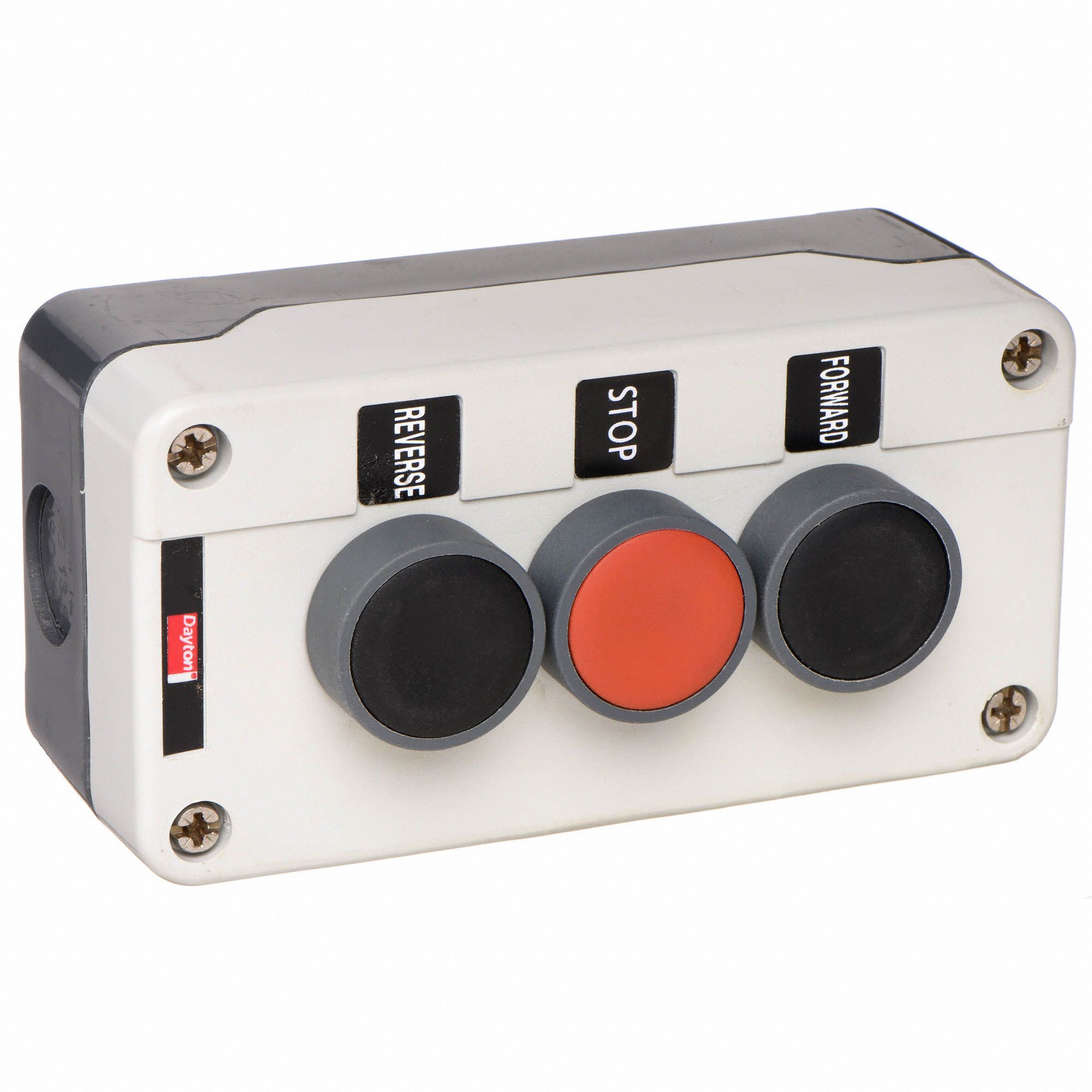 DAYTON Push Button Control Station Momentary, 2NO/1NC, Forward/Stop/Reverse, 3 Operators, 4/4X