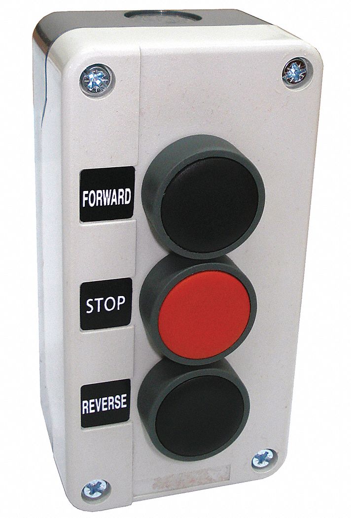 DAYTON Push Button Control Station Momentary, 2NO/1NC, Forward/Stop