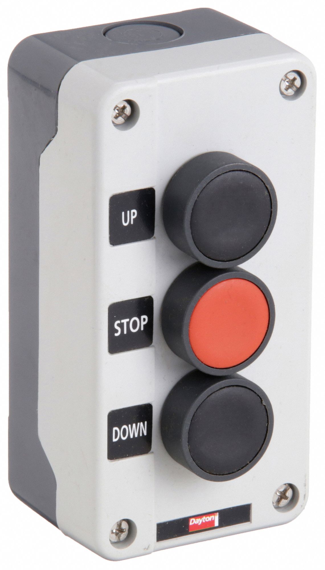 CONTROL STATION, 3 PUSH BUTTONS, 2NO/1NC, UP/STOP/DOWN