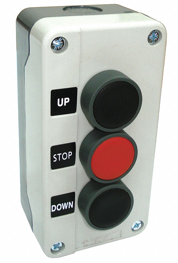 DAYTON Push Button Control Station Momentary, 2NO/1NC, Up/Stop/Down, 3