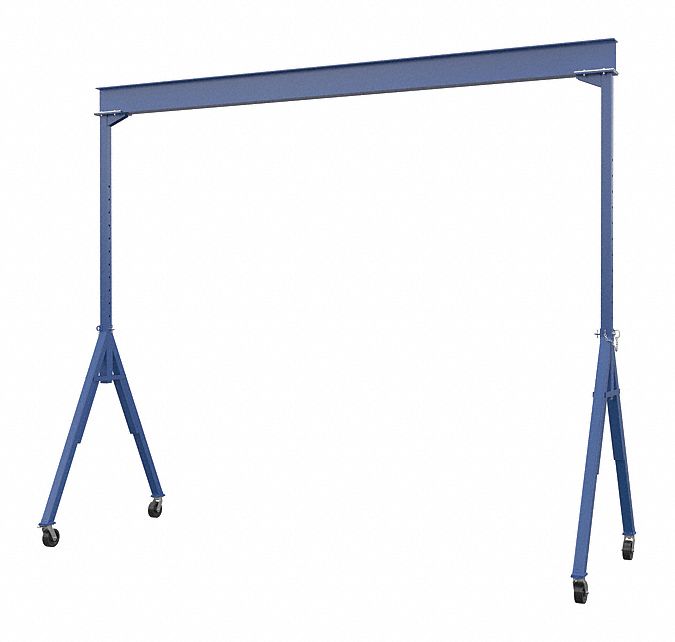 INDUSTRIAL STEEL GANTRY CRANE, BLUE, PAINTED FINISH, 1 YEAR WARRANTY, 20 L 8 7 TO 14 1 6K