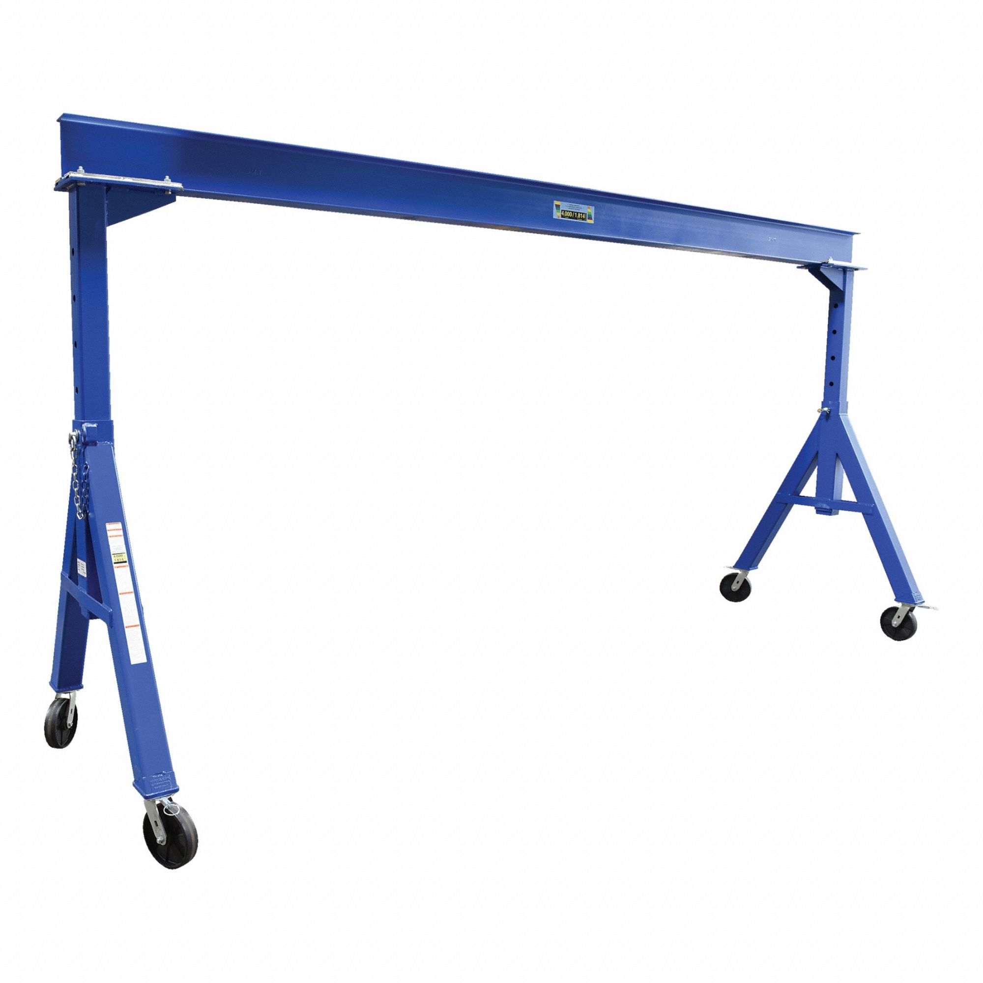 ADJUSTABLE HEIGHT STEEL GANTRY CRANE, 15 FT L X 9 FT H, 4000 LB CAPACITY
